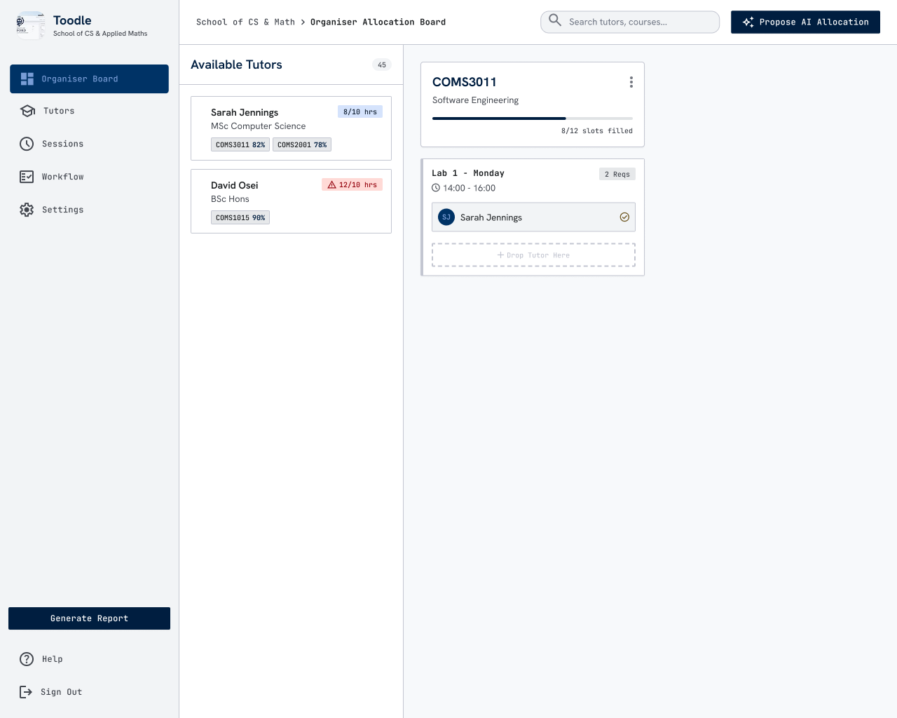 Tutor Allocation UI